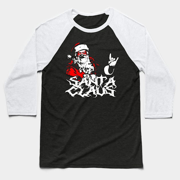 Metal Santa Baseball T-Shirt by Awesome AG Designs